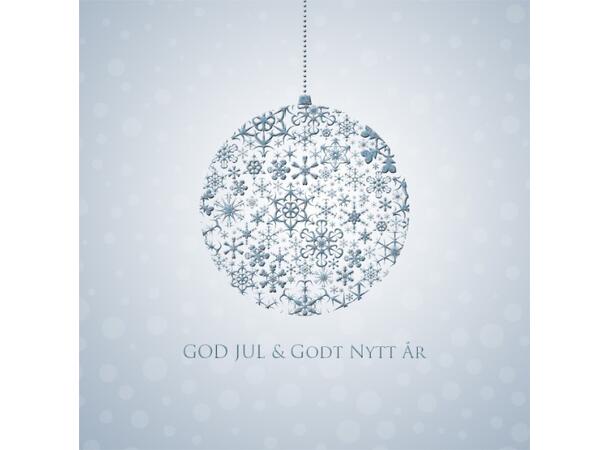 Julekort "Julekule" 155 x155cm Starwhite med eget innsidetrykk og konvolutter 